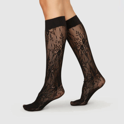Rosa Lacy Floral Knee-High Tights: Hohese